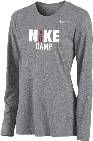2025 Womens Nike Volleyball Camps Long Sleeve Dri-Fit Tee - Carbon Heather
