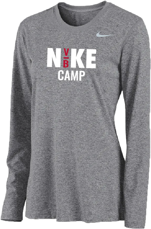 2025 Womens Nike Volleyball Camps Long Sleeve Dri-Fit Tee - Carbon Heather