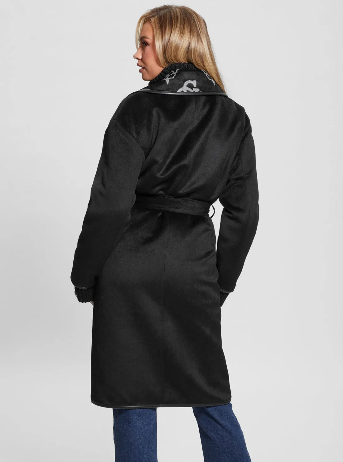 Black Ludovica Logo Coat Guess