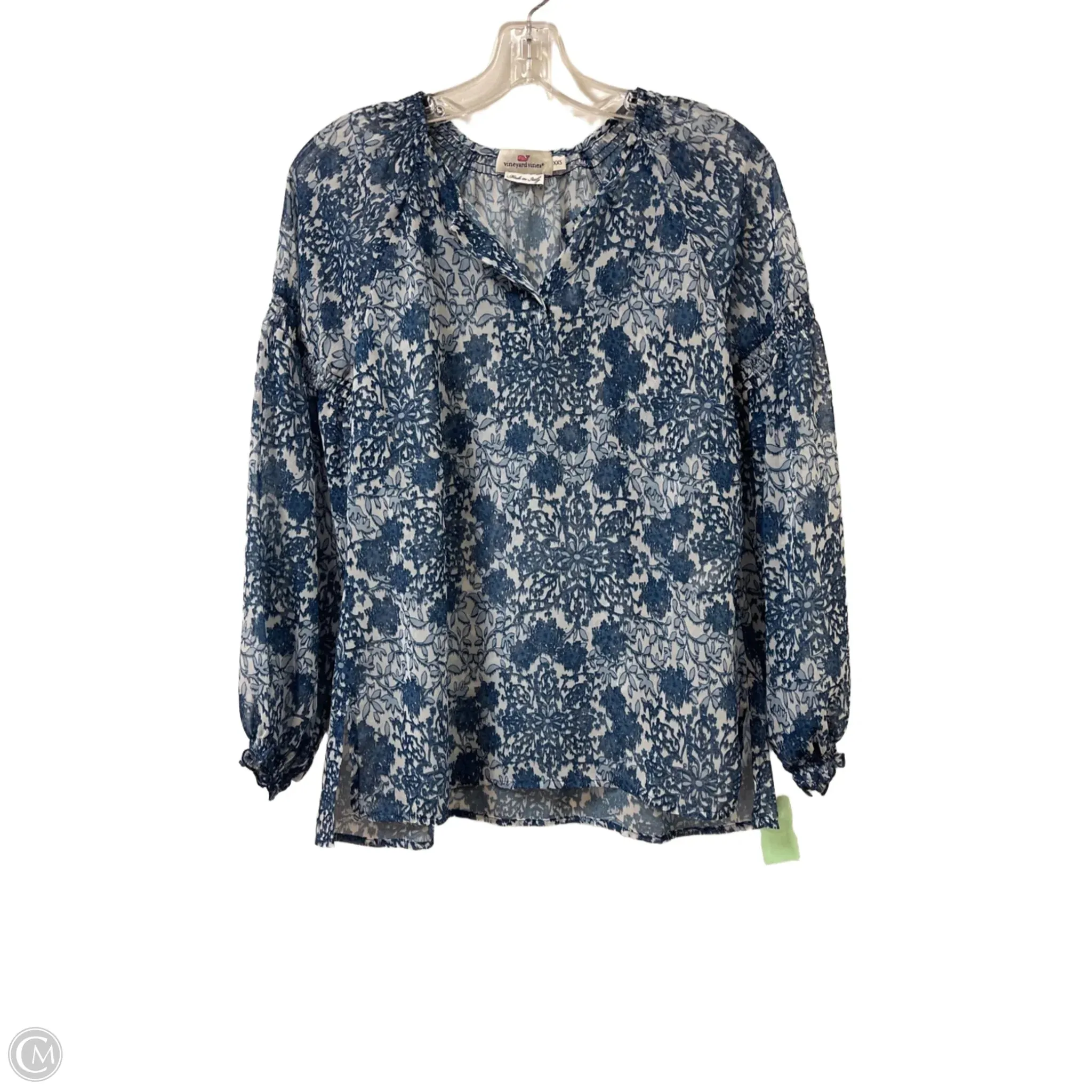 Blouse Long Sleeve By Vineyard Vines In Blue, Size: Xs