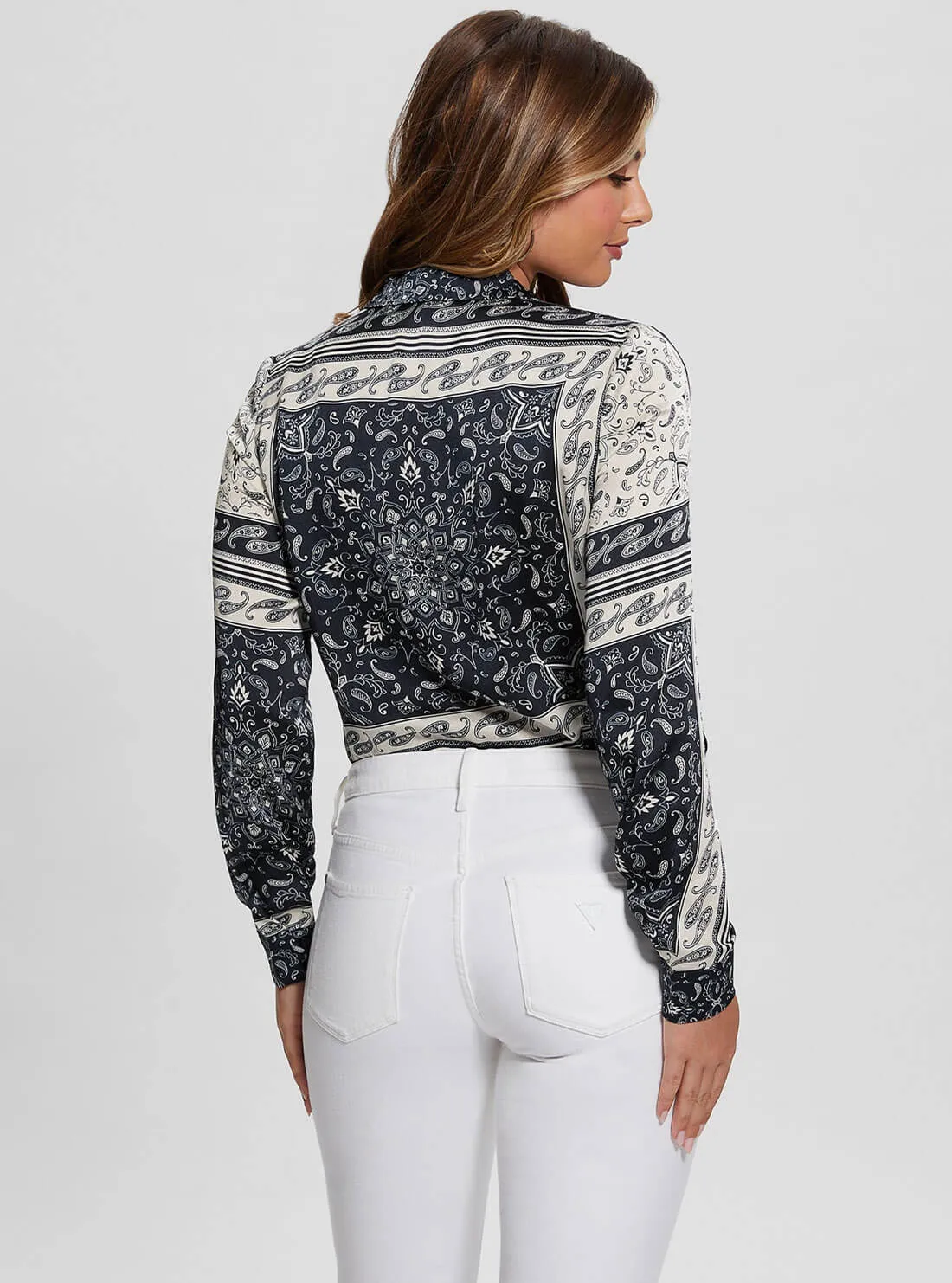 Blue and White Georgie Bandana Print Shirt Guess