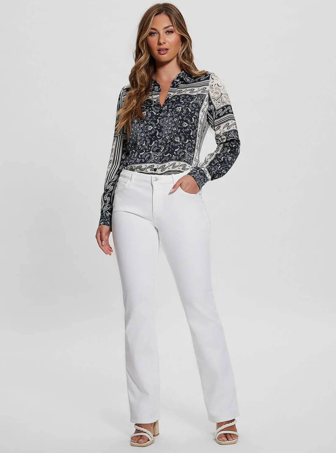 Blue and White Georgie Bandana Print Shirt Guess