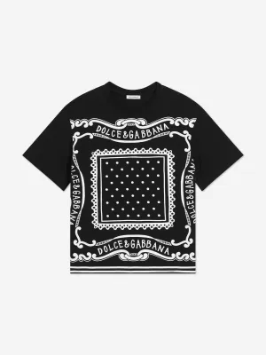 Boys Bandana Print Logo T-Shirt in Black