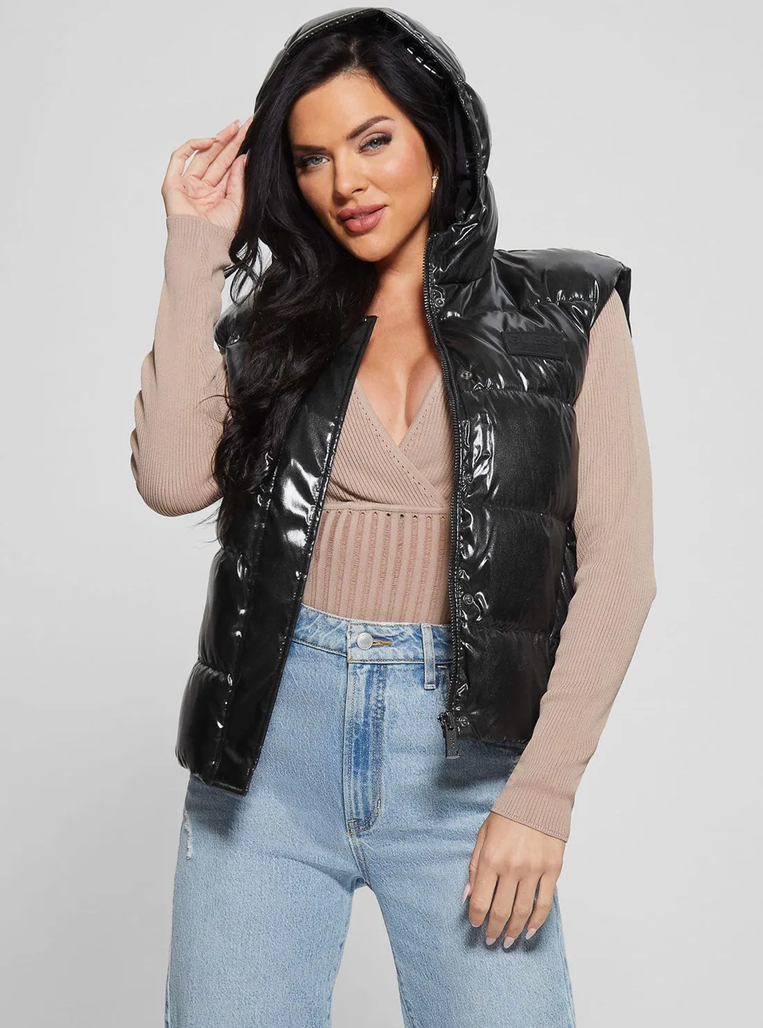 Eco Black Noemi Puffer Vest Jacket Guess