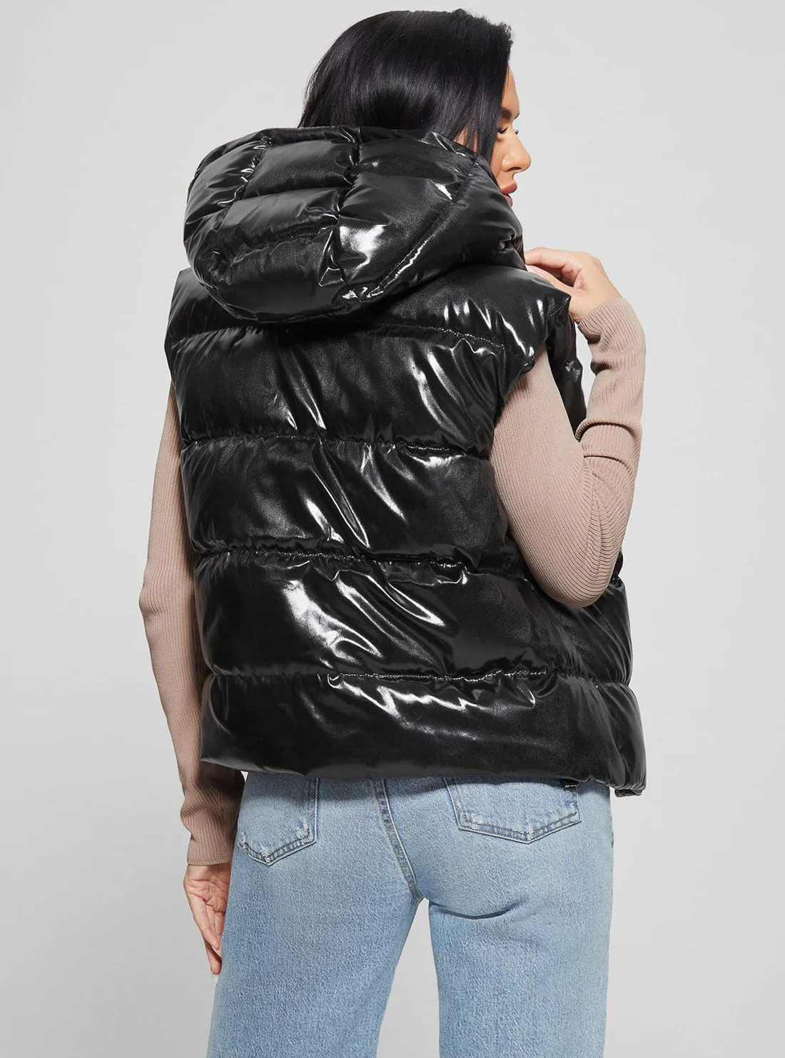 Eco Black Noemi Puffer Vest Jacket Guess