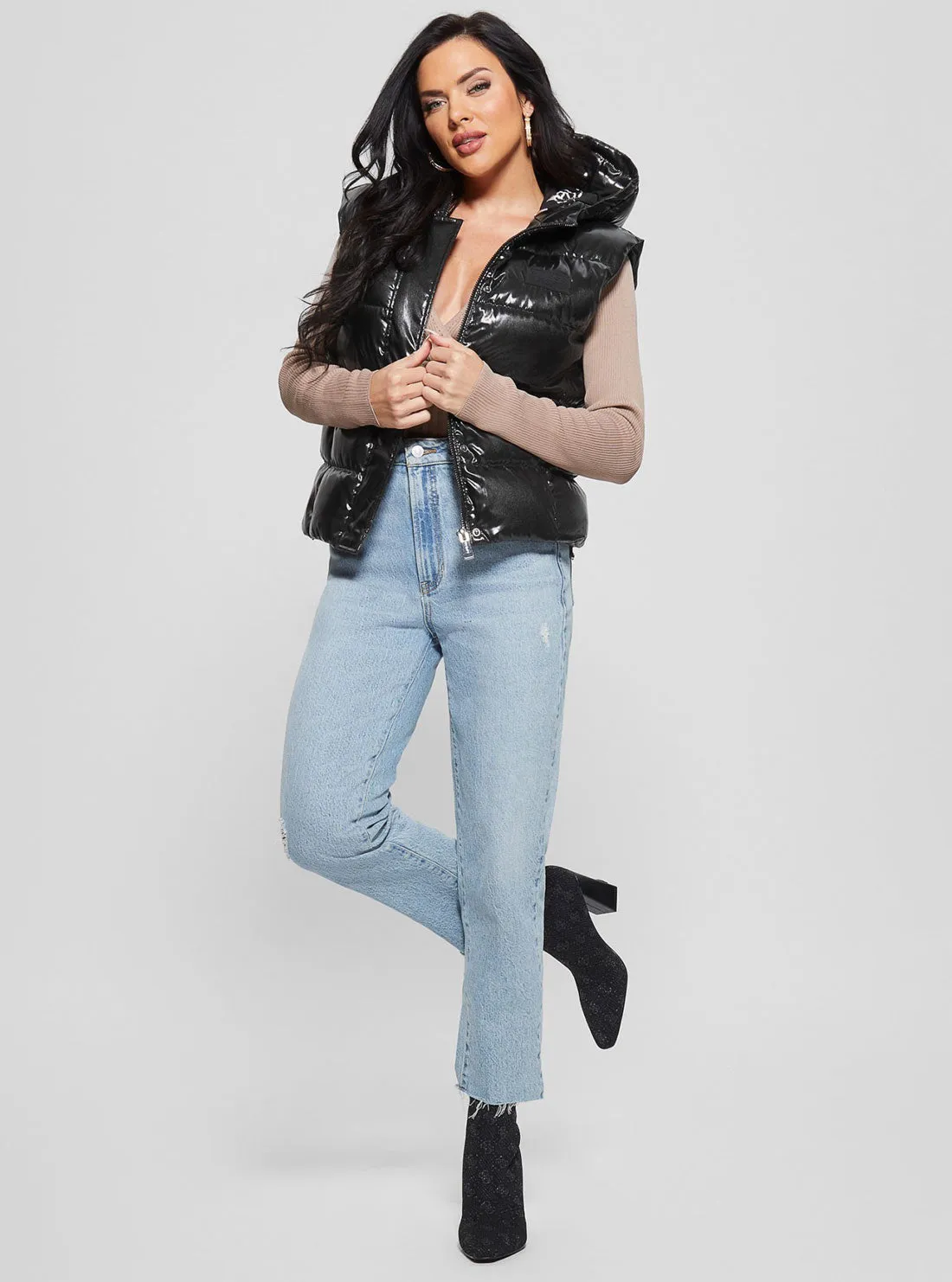 Eco Black Noemi Puffer Vest Jacket Guess