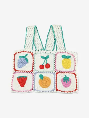Girls Knitted Fruit Top in Ivory