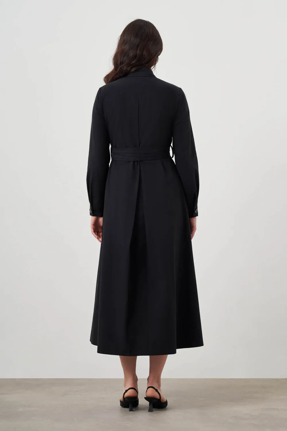 Mizalle Button Up Belted Dress Black Apparel