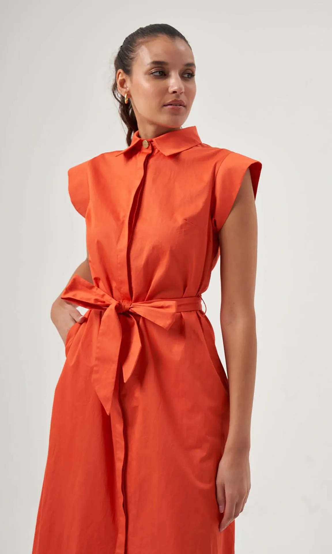Mzl Belted Sleevless Midi Pomegranate Flower Dress Apparel