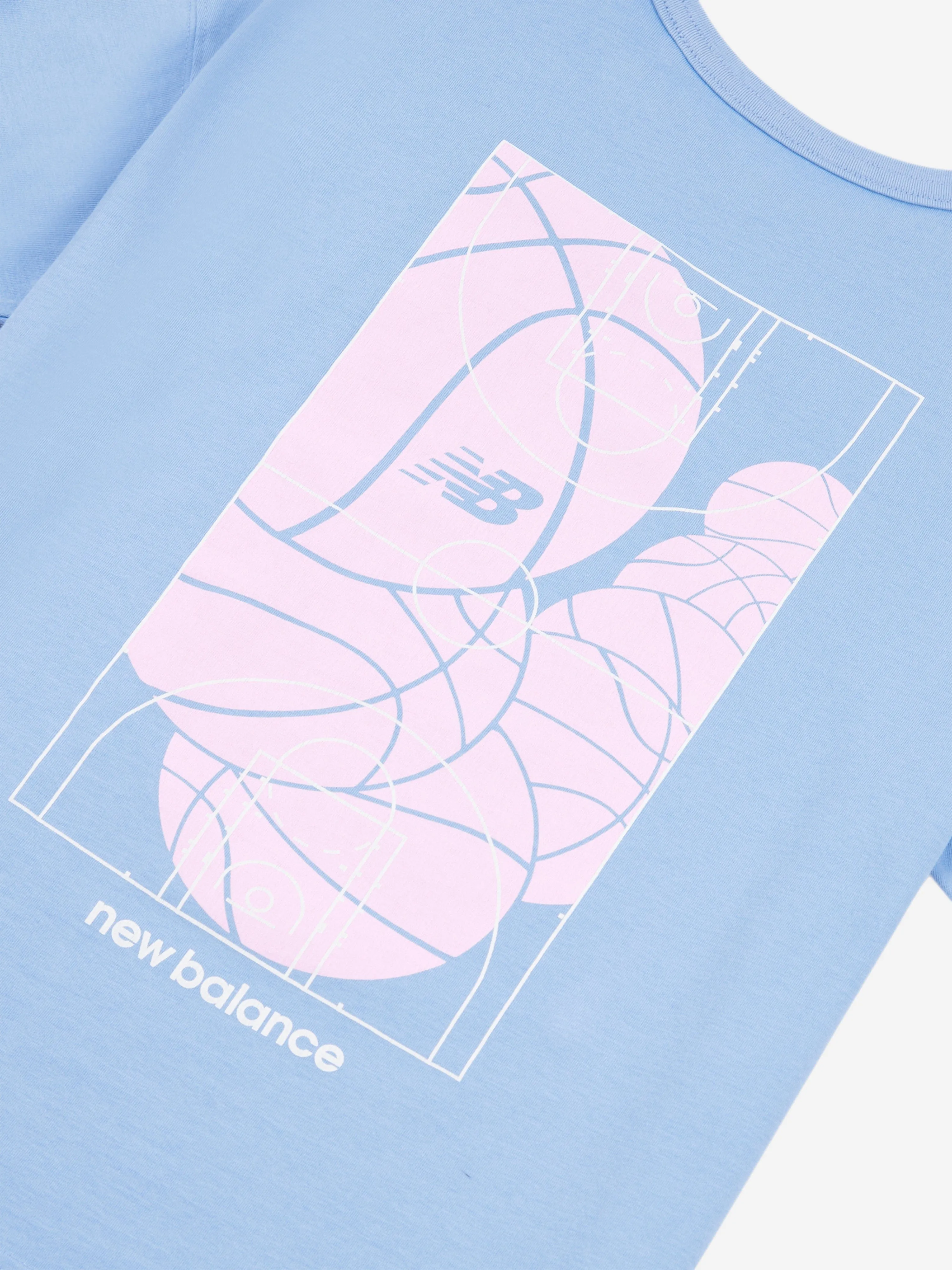 New Balance Girls Hoops Court Graphic T-Shirt in Blue