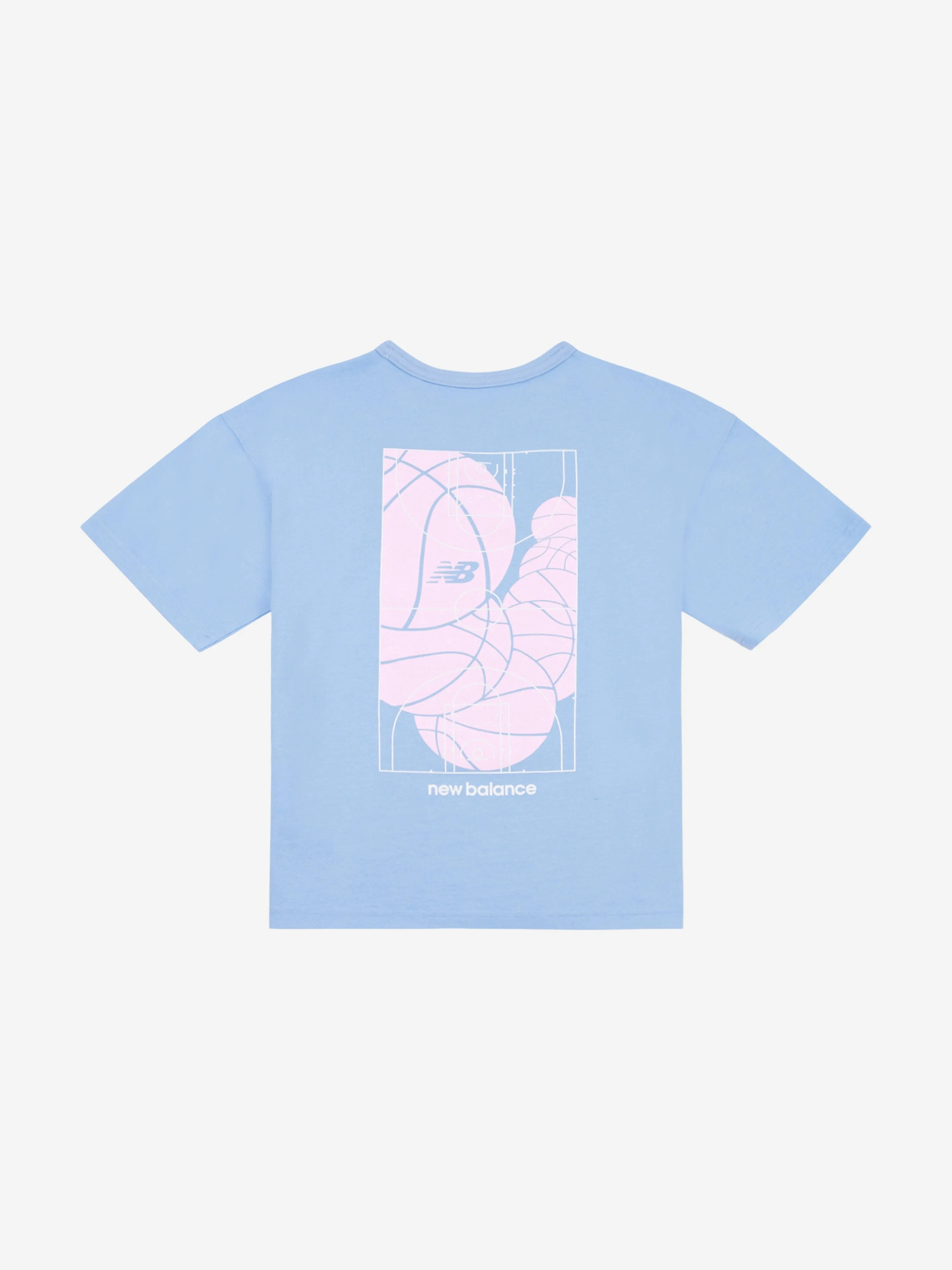 New Balance Girls Hoops Court Graphic T-Shirt in Blue