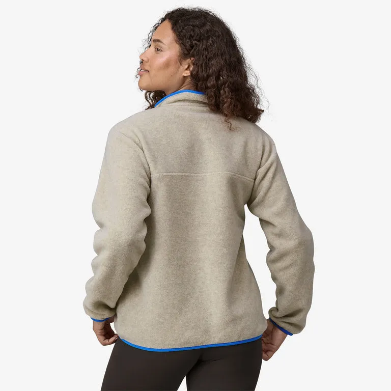 Patagonia Women's Lightweight Synchilla Snap-T Fleece Pullover - Oatmeal Heather w/Vessel Blue
