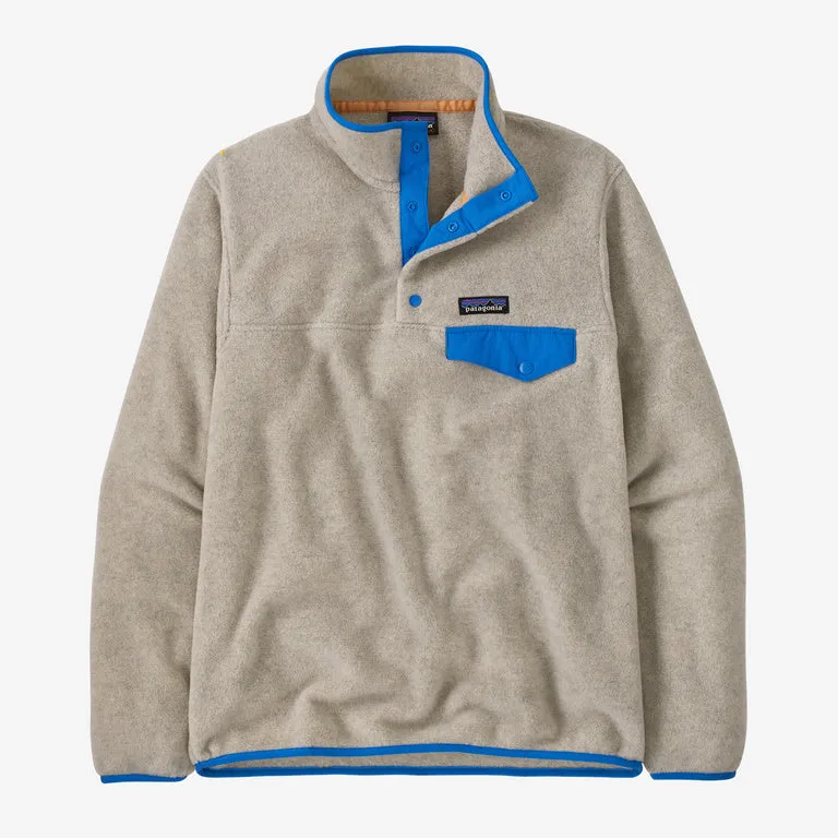Patagonia Women's Lightweight Synchilla Snap-T Fleece Pullover - Oatmeal Heather w/Vessel Blue