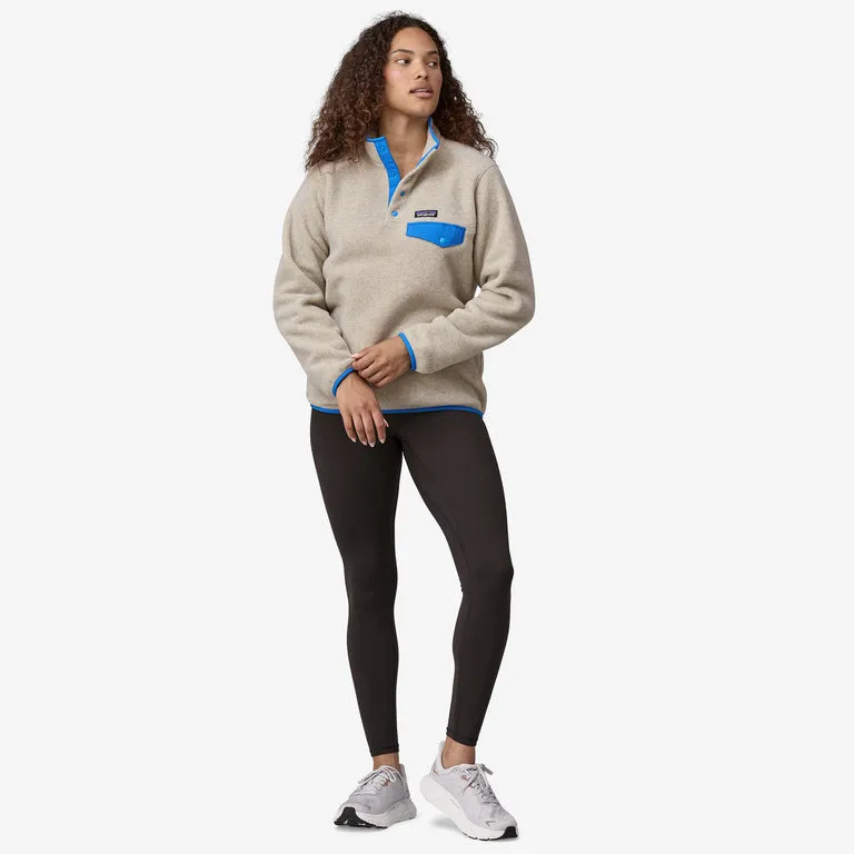 Patagonia Women's Lightweight Synchilla Snap-T Fleece Pullover - Oatmeal Heather w/Vessel Blue