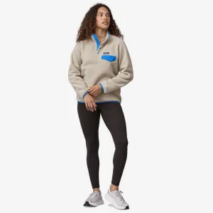 Patagonia Women's Lightweight Synchilla Snap-T Fleece Pullover - Oatmeal Heather w/Vessel Blue