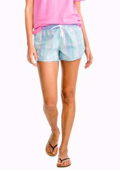 Southern Tide Club Habana Plaid Lounge Short - Aqua Sky