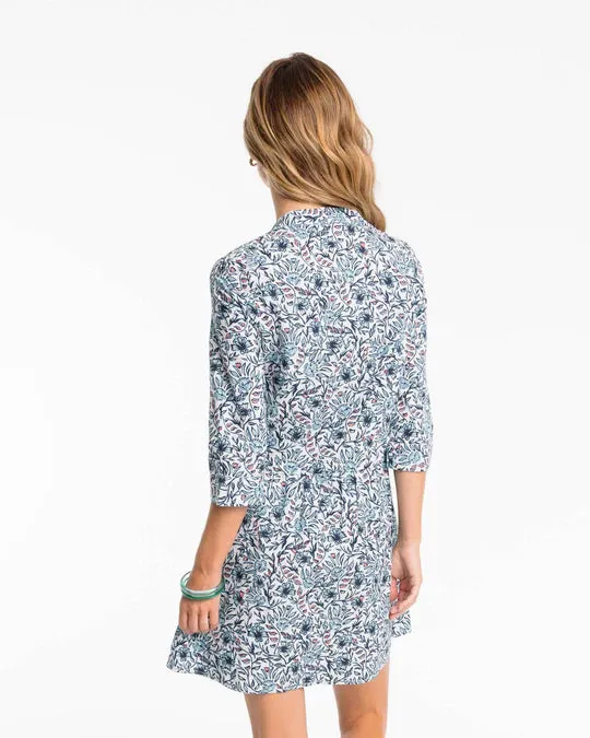 Southern Tide Kambry Fluer Printed Dress - Low Tide Blue