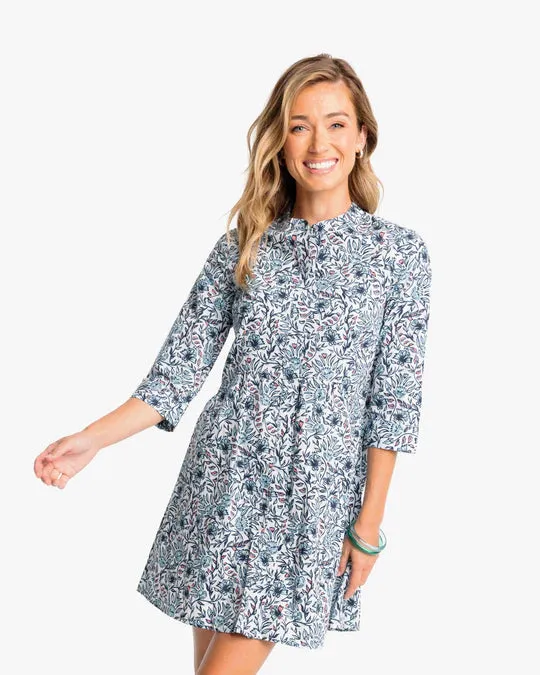 Southern Tide Kambry Fluer Printed Dress - Low Tide Blue