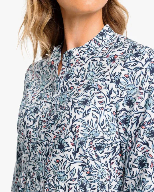 Southern Tide Kambry Fluer Printed Dress - Low Tide Blue