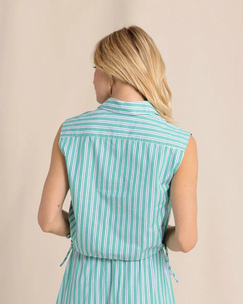 Southern Tide Women's Annalise Side Tie Stripe Top - Simply Green