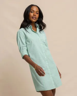 Southern Tide Women's Cam Stripe Poplin Dress - Lawn Green