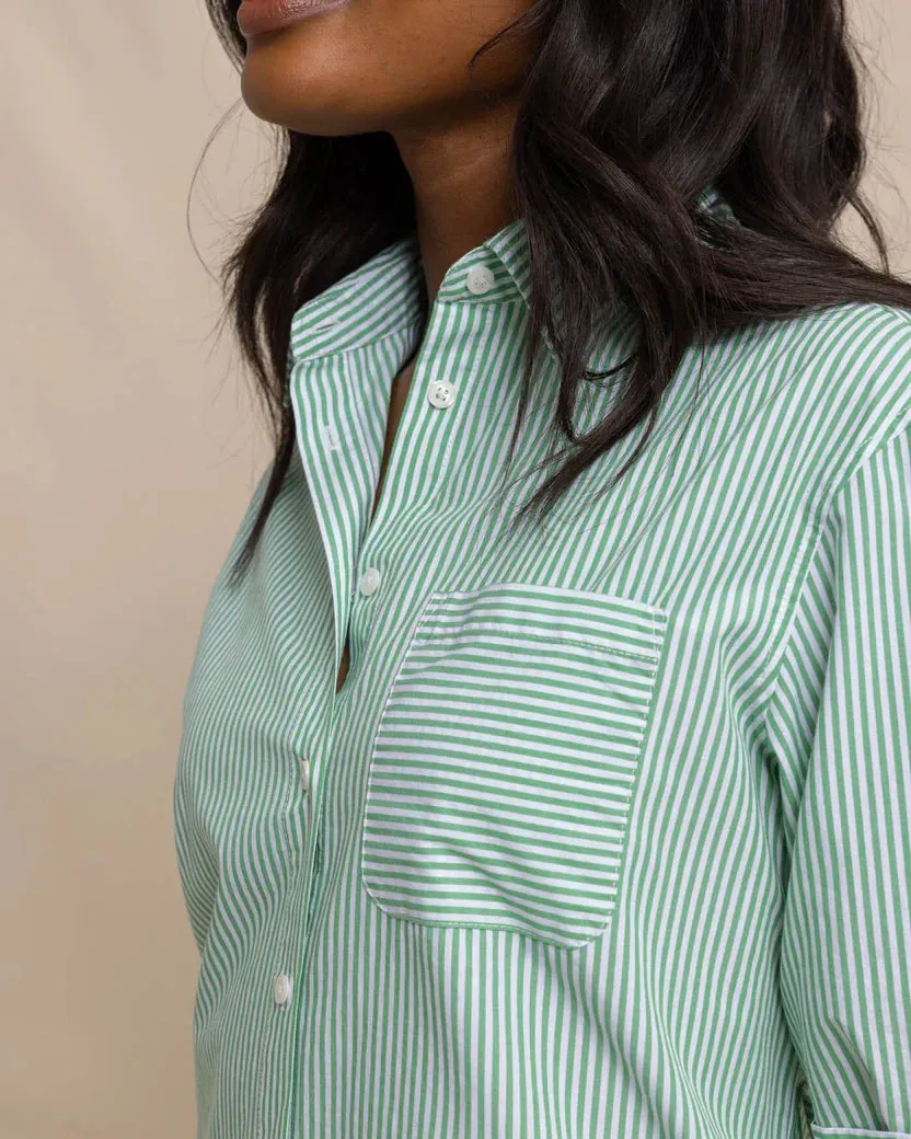 Southern Tide Women's Cam Stripe Poplin Dress - Lawn Green