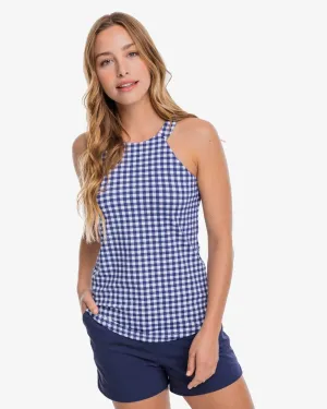 Southern Tide Women's Jennifer Gingham Performance Tank - Nautical Navy