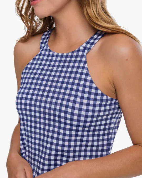 Southern Tide Women's Jennifer Gingham Performance Tank - Nautical Navy