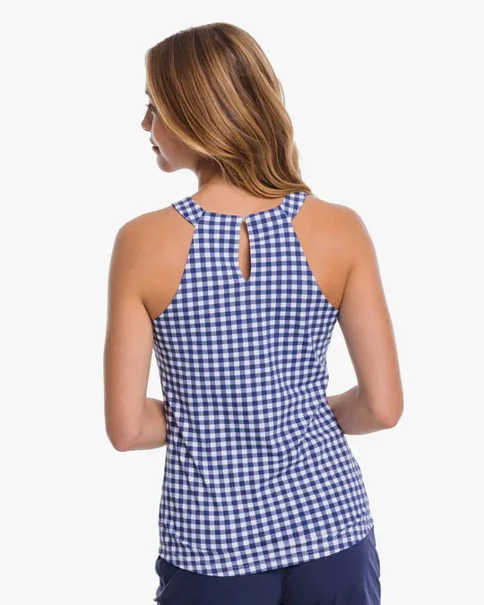 Southern Tide Women's Jennifer Gingham Performance Tank - Nautical Navy