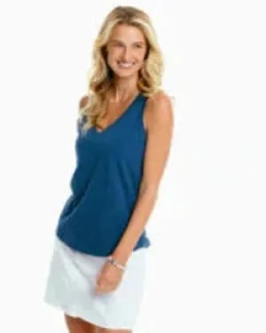 Southern Tide Women's Joss Sun Farer V-Neck Sleeveless Tank Top - Dark Denim