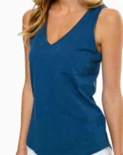 Southern Tide Women's Joss Sun Farer V-Neck Sleeveless Tank Top - Dark Denim