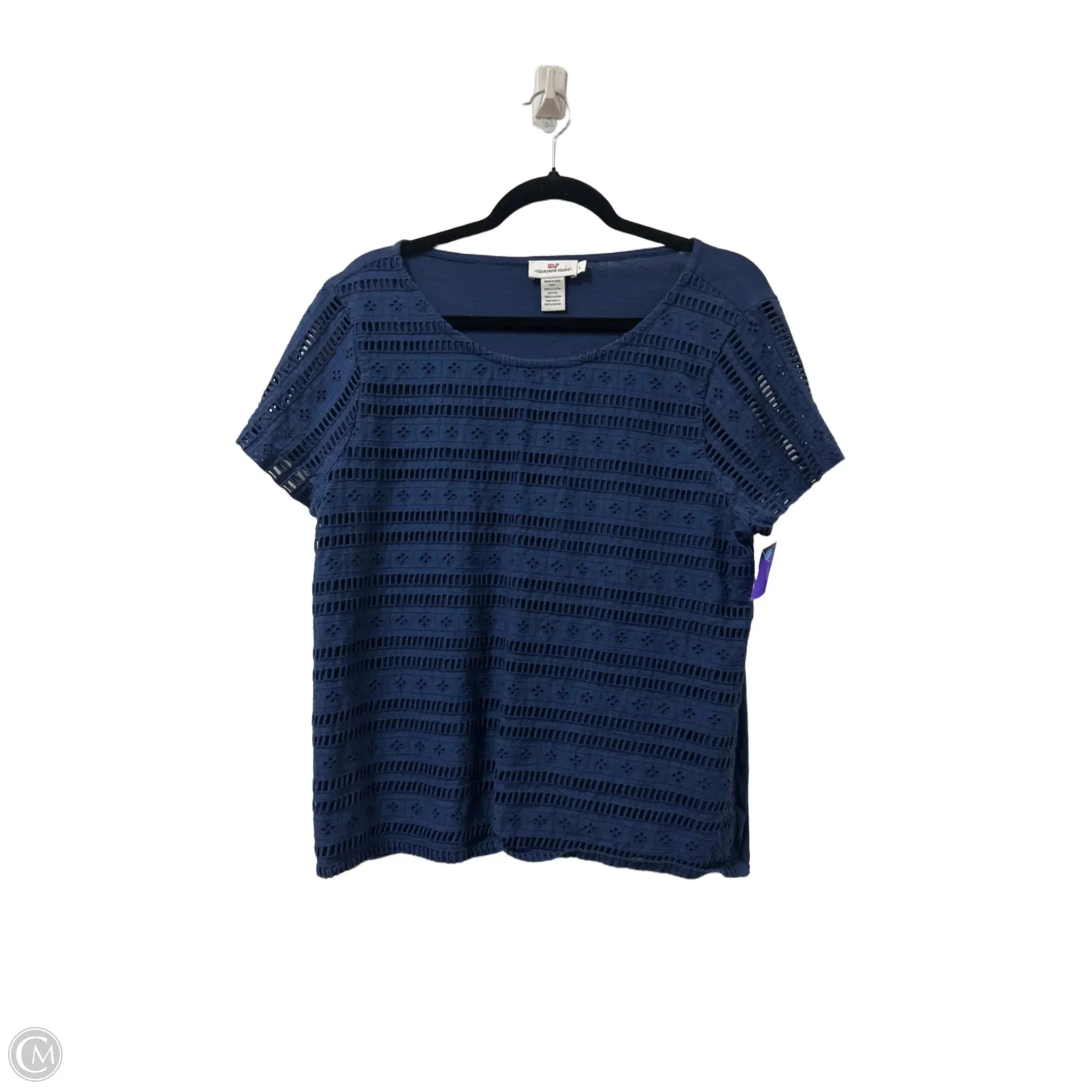 Top Short Sleeve By Vineyard Vines In Navy, Size: L