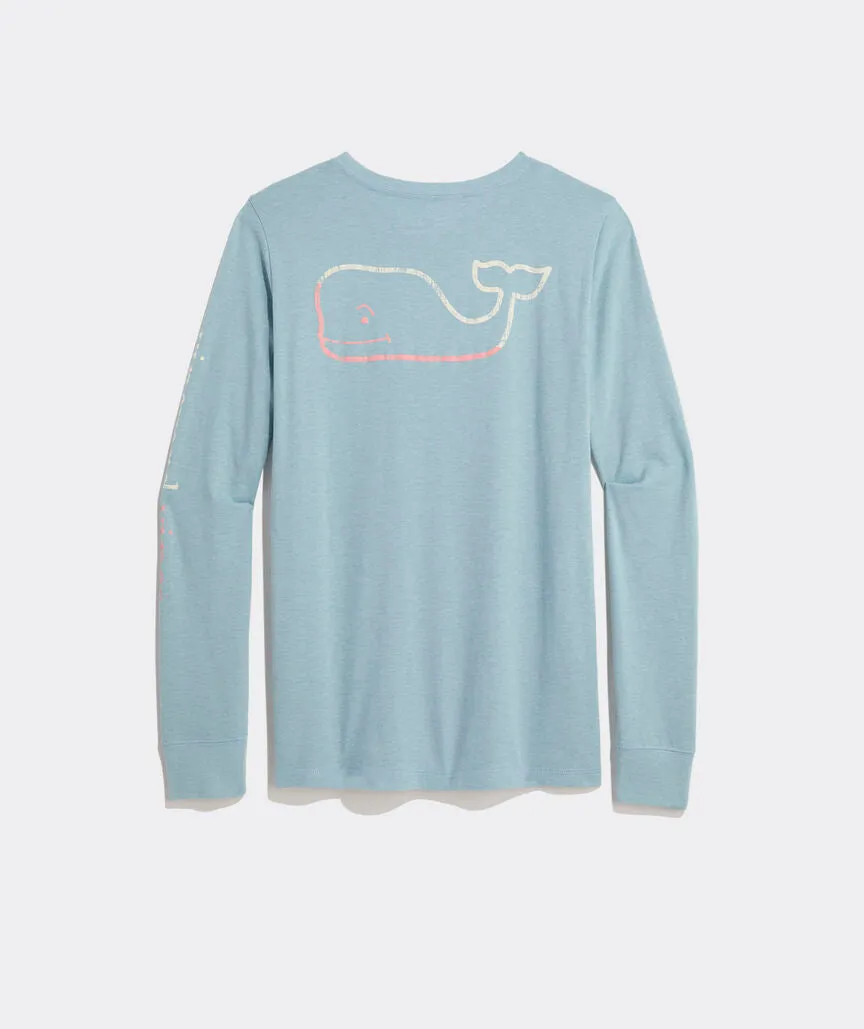 Vineyard Vines Women's Burgee Whale Long-Sleeve Dunes Tee - Seacliff Blue Hth