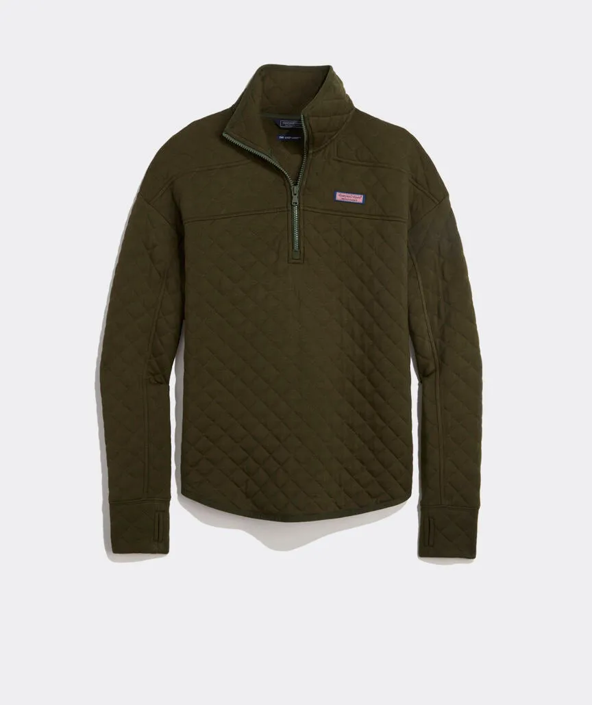 Vineyard Vines Women's Diamond Quilted Dreamcloth Shep Shirt - Forest Olive