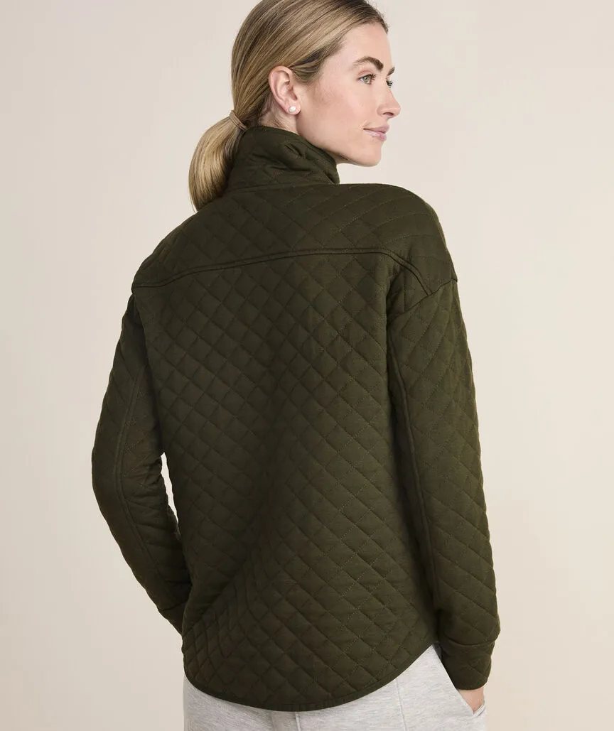 Vineyard Vines Women's Diamond Quilted Dreamcloth Shep Shirt - Forest Olive