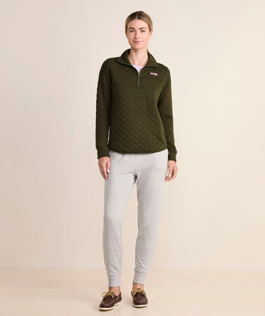 Vineyard Vines Women's Diamond Quilted Dreamcloth Shep Shirt - Forest Olive