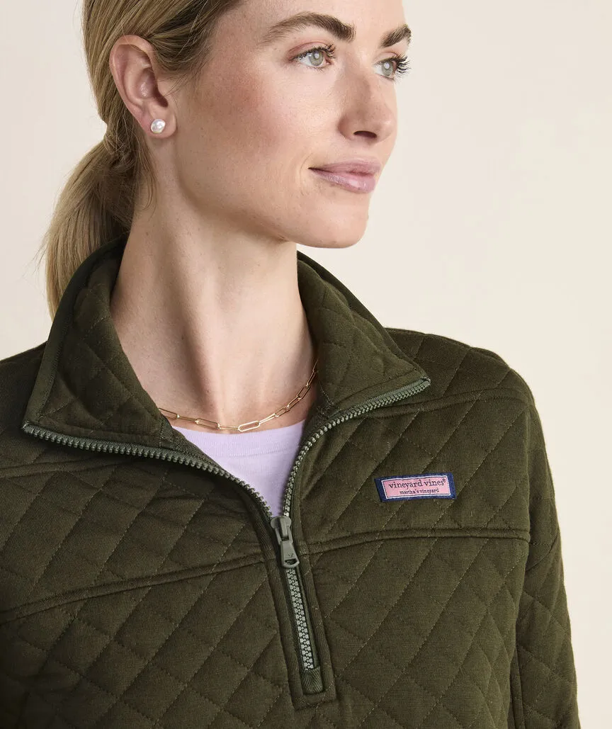 Vineyard Vines Women's Diamond Quilted Dreamcloth Shep Shirt - Forest Olive