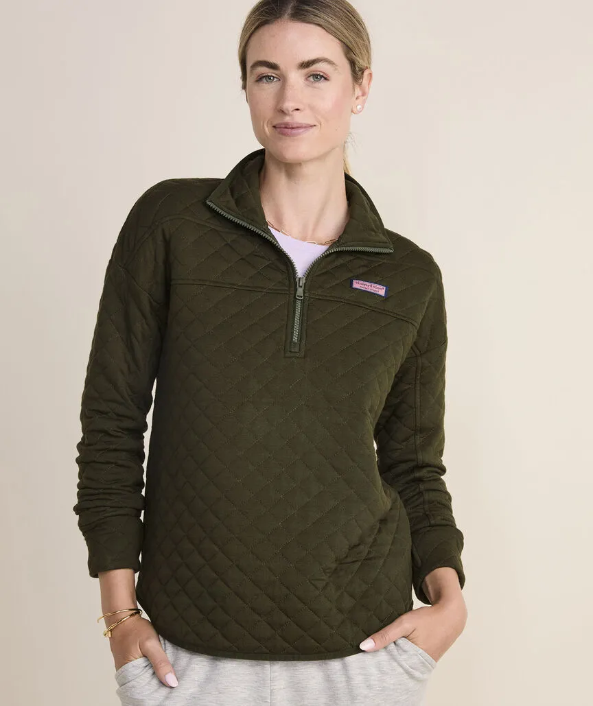 Vineyard Vines Women's Diamond Quilted Dreamcloth Shep Shirt - Forest Olive