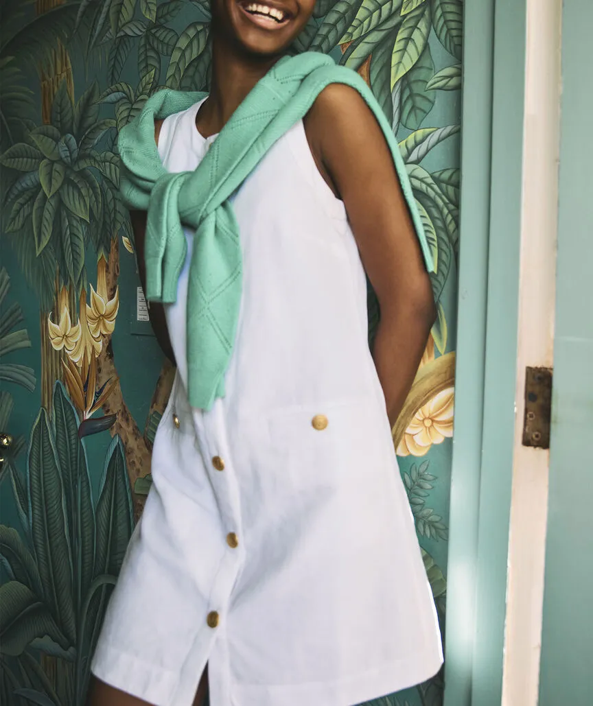 Vineyard Vines Women's Linen Button-Front Shift Dress - White Cap