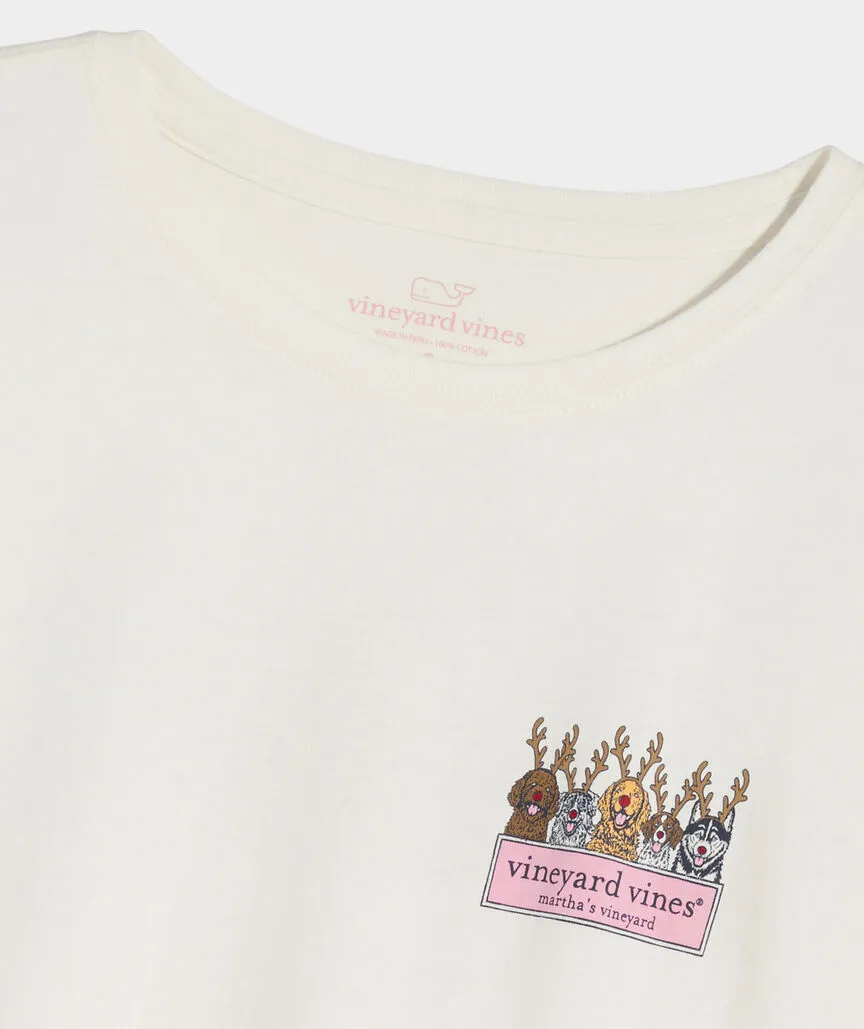 Vineyard Vines Women's Reindeer Pups Logo Box Long-Sleeve Tee - Marshmallow Dog