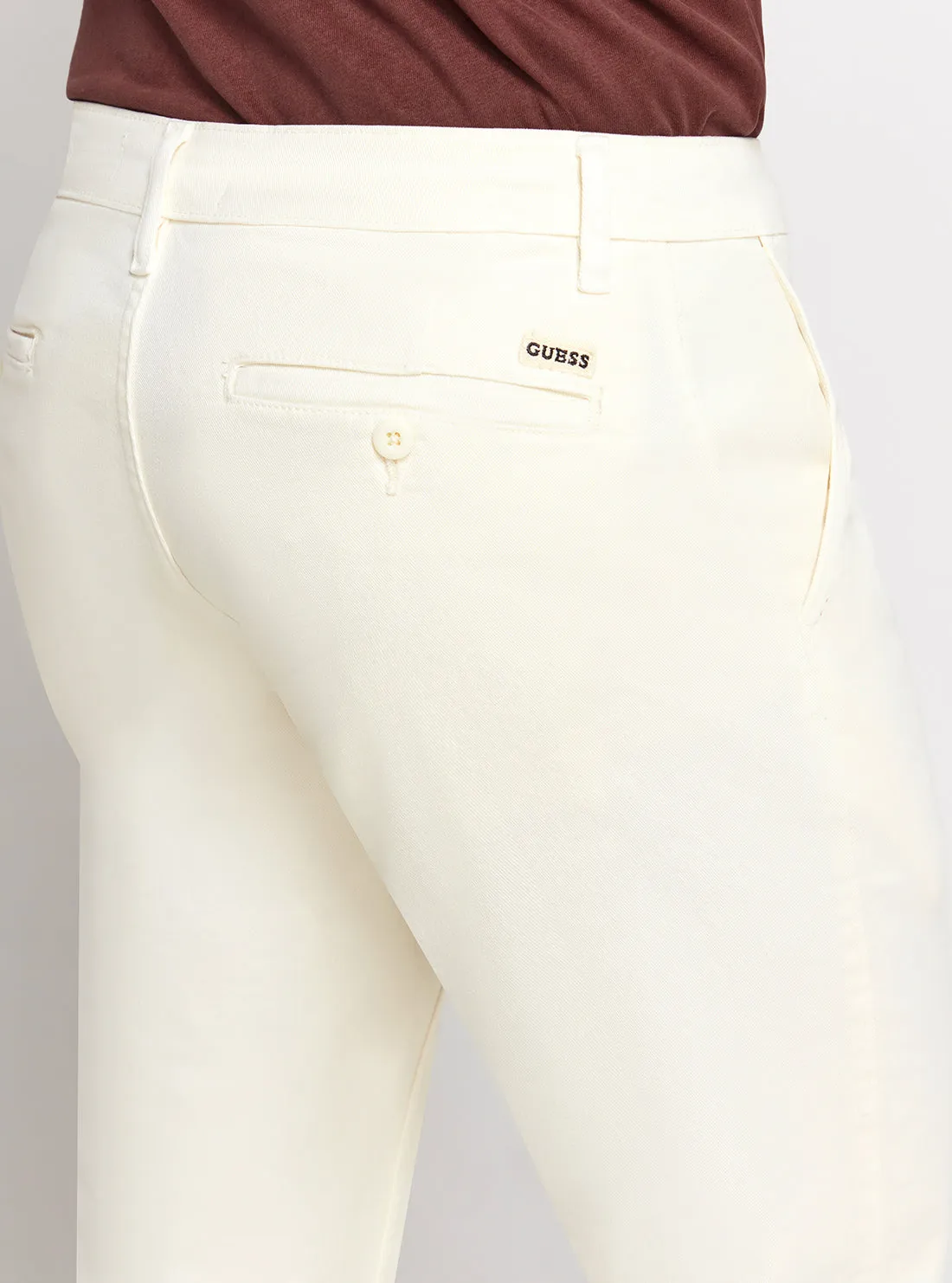 White Low-Rise Straight-leg Angel Chino Pants Guess
