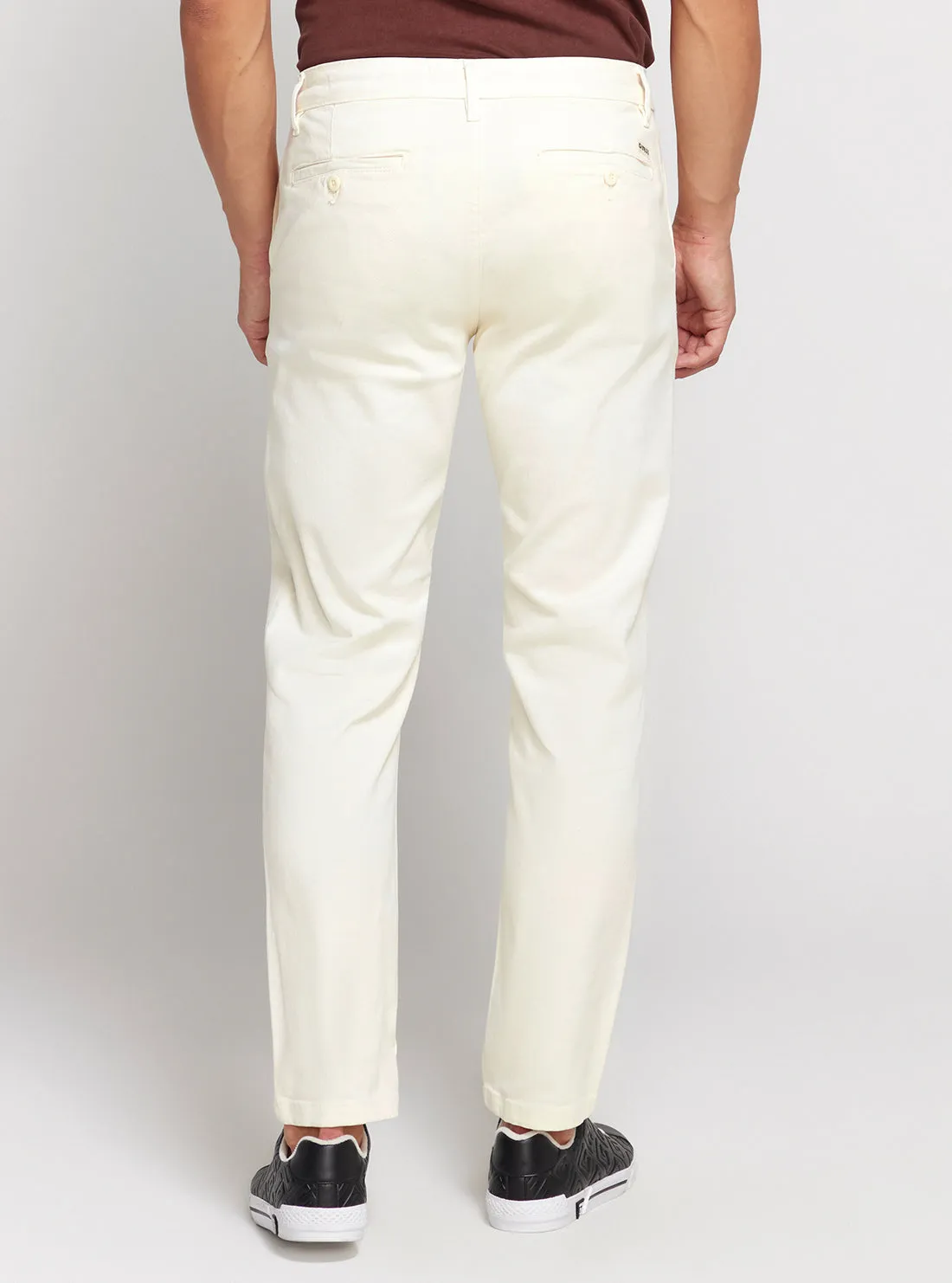 White Low-Rise Straight-leg Angel Chino Pants Guess