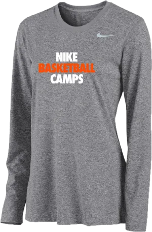 Womens Nike Basketball Camps Long Sleeve Shooter Shirt - Carbon Heather