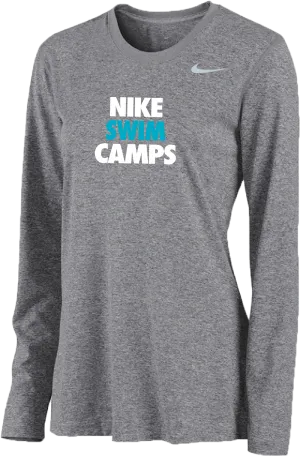 Womens Nike Swim Camps Long Sleeve Dri-Fit Tee - Carbon Heather