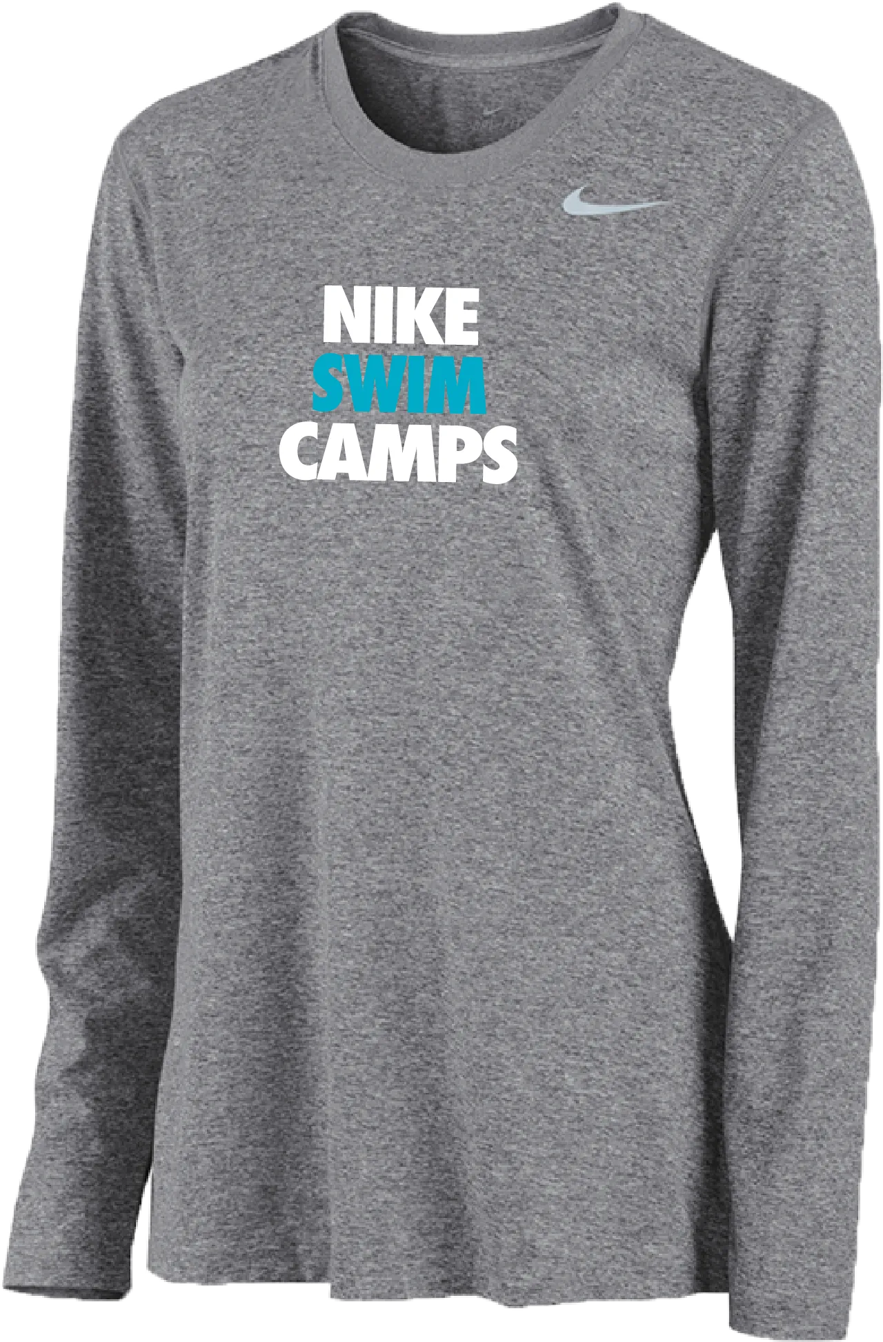 Womens Nike Swim Camps Long Sleeve Dri-Fit Tee - Carbon Heather