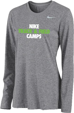 Womens Nike Track & Field Camps Long Sleeve Dri-Fit Tee - Carbon Heather